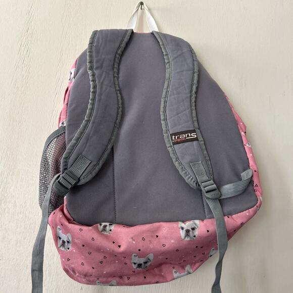 Jansport Backpack Trans Pink Pug Face Dog Heart Print Book Bag Full Size Nice - Picture 8 of 16